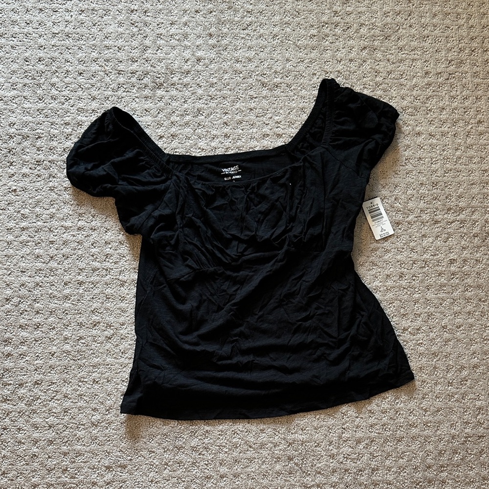 Torrid Black Puff Sleeve Blouse